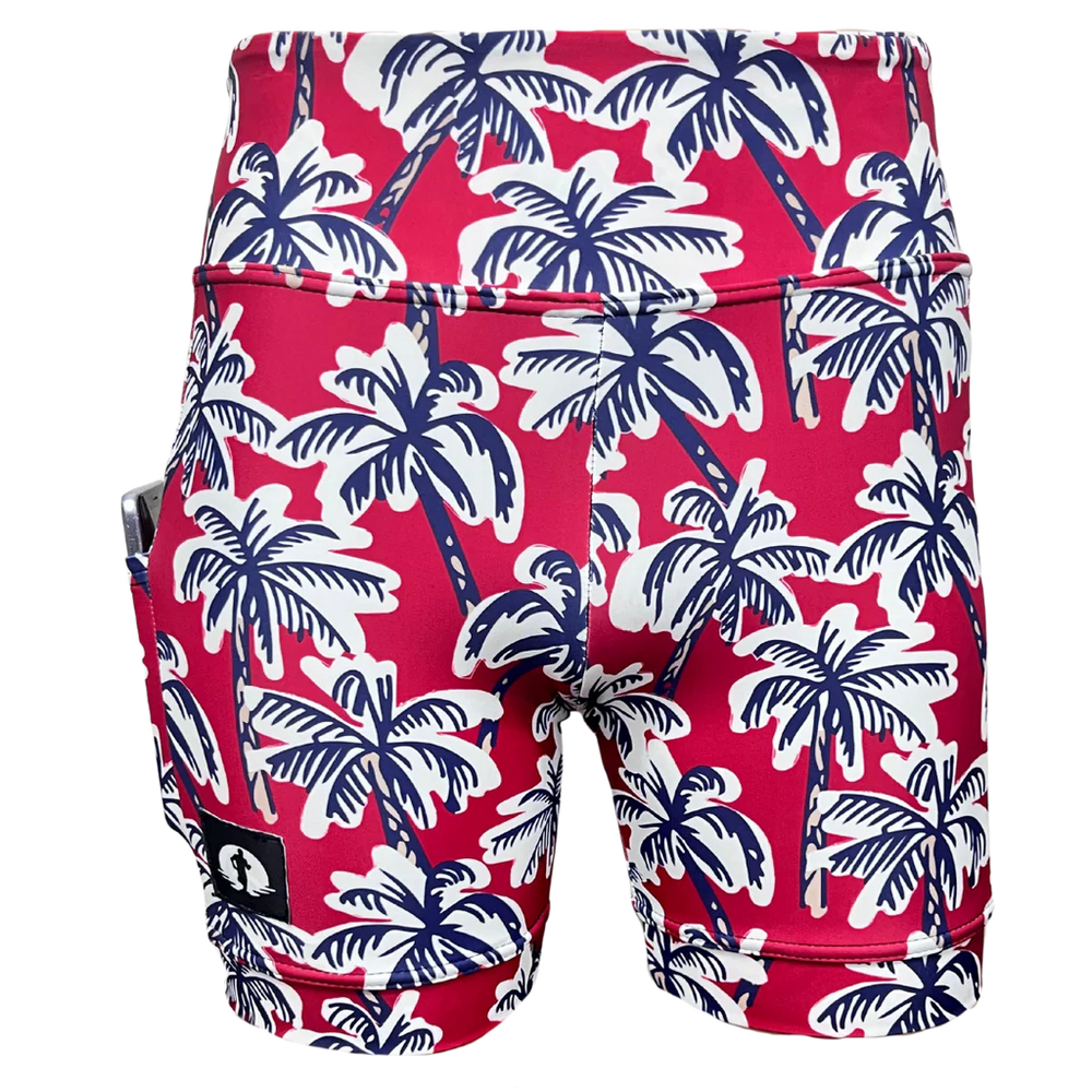 Funky Pants High Waist Ladies Shorts - Red Palm
