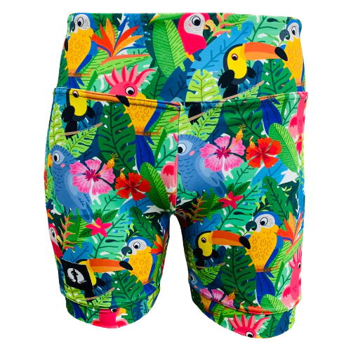 Ocean Surfski - Funky Pants High Waist Ladies Shorts - Parrots